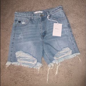 KanCan Distressed High Ruse denim shorts